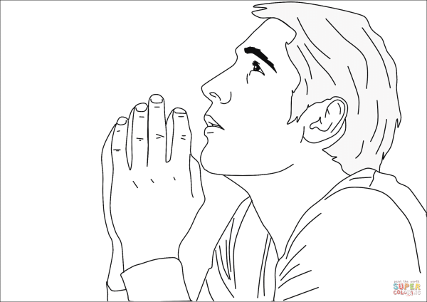 Раскраска ребенок молится для детей