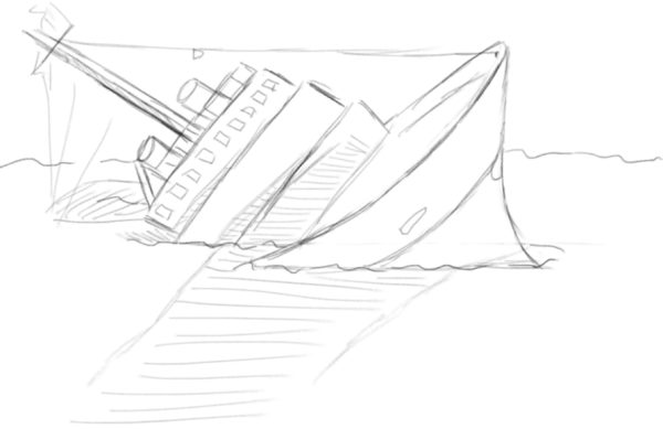 Разбитый корабль рисунок