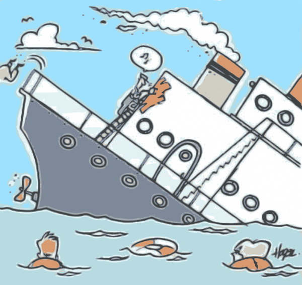 Тонущий корабль мультяшный