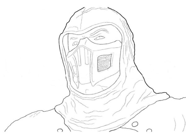 Раскраска НУБ сайбот из мортал комбат