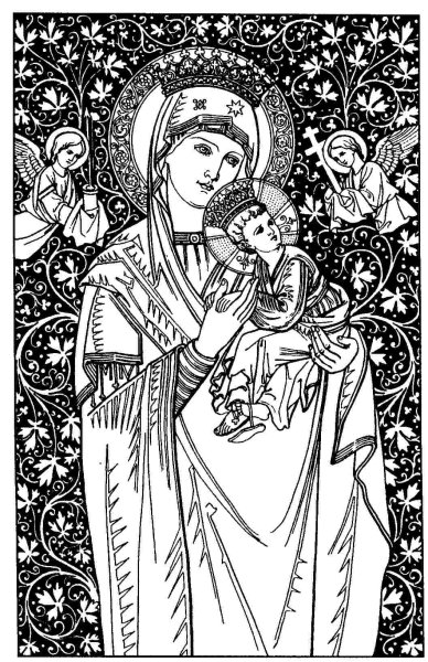 Казанская икона Божией матери прорись