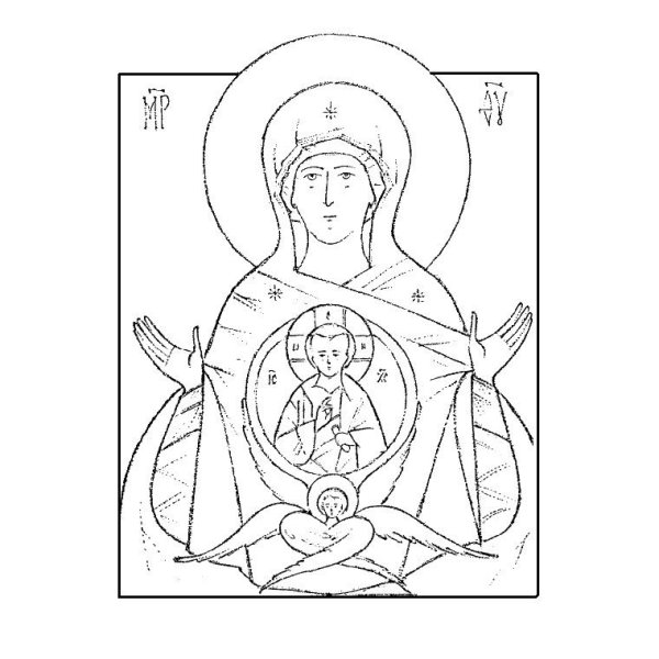 Владимирская икона Божией матери прорись