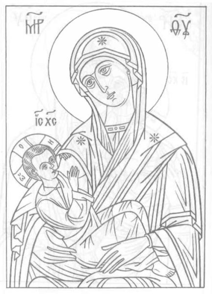 Владимирская икона прорись