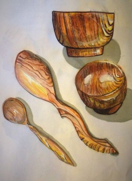 Деревянная посуда раскраска