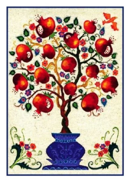Гранатовое "Древо жизни" гуашью