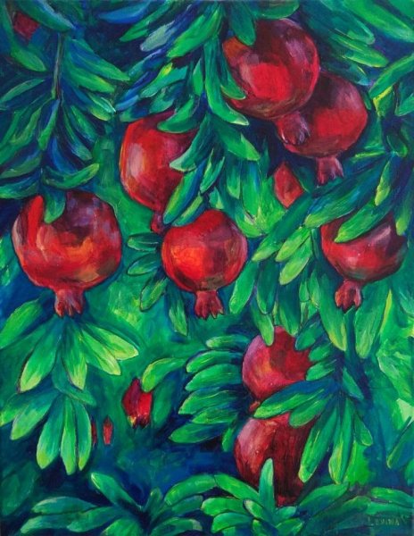 Гранатовое дерево роспись