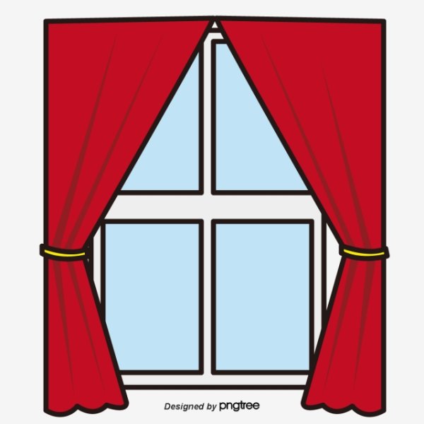 Окно в избушке с шторами вектор