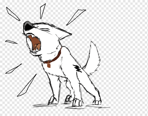 Собака лает на белом фоне