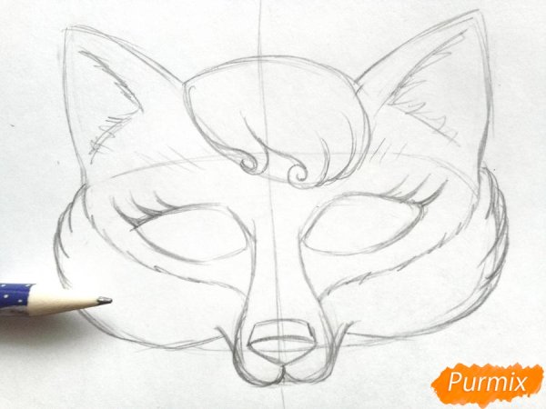 Маска лисы карандашом