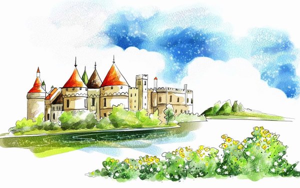 Дворец на белом фоне