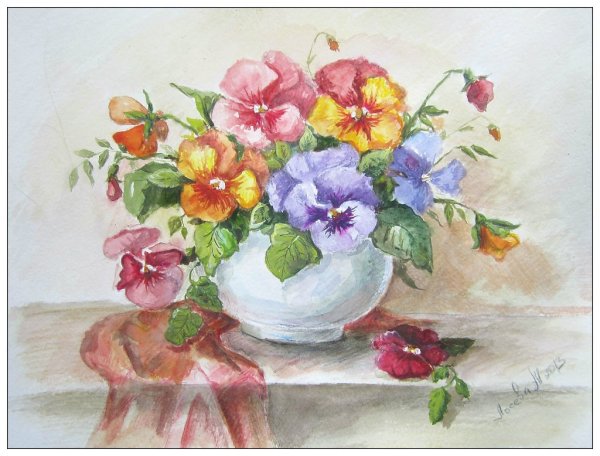 Натюрморт цветы в вазе акварелью