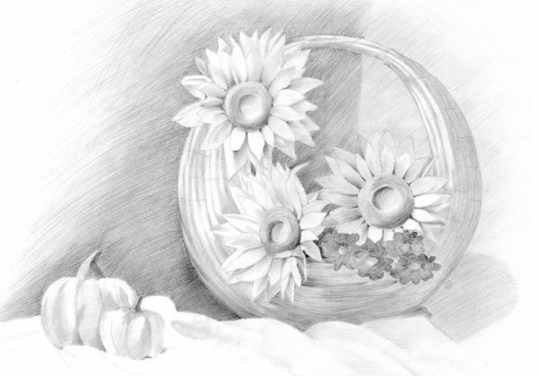 Натюрморт в цвете карандашами