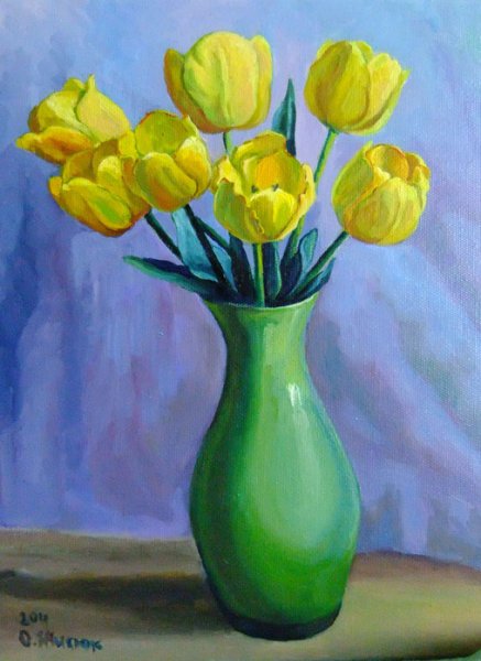 Ваза с цветами гуашью