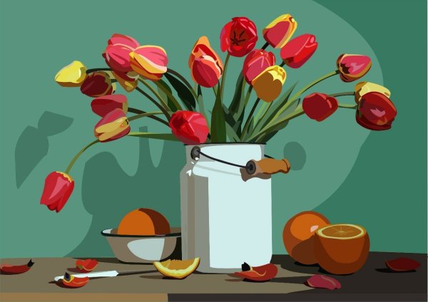 Декоративный натюрморт цветы