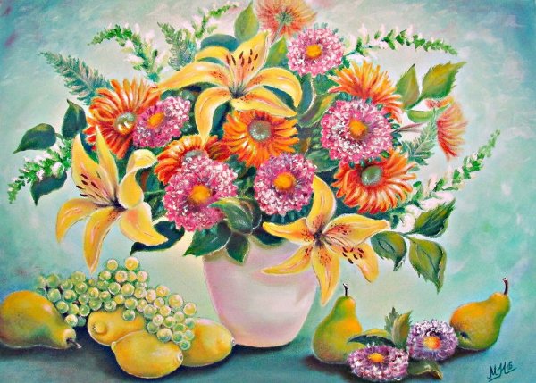 Натюрморт букет цветов для детей
