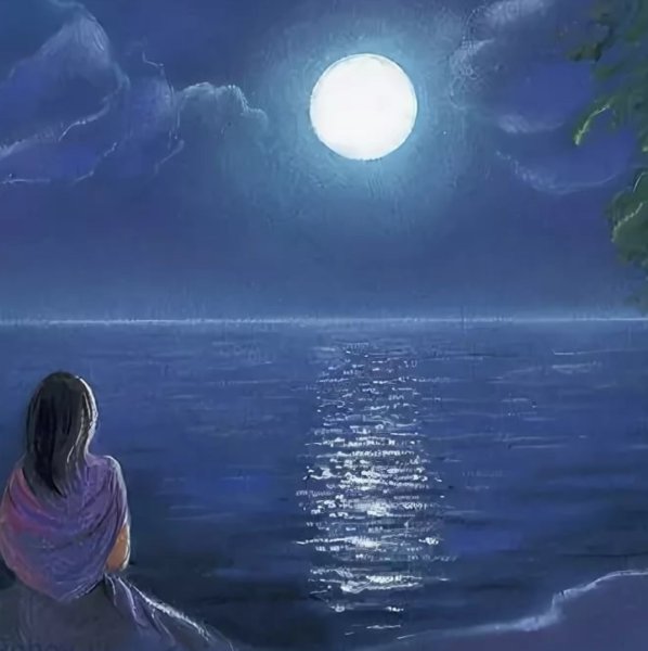 Лунная дорожка и девушка