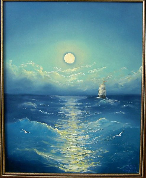 Ночное море маслом