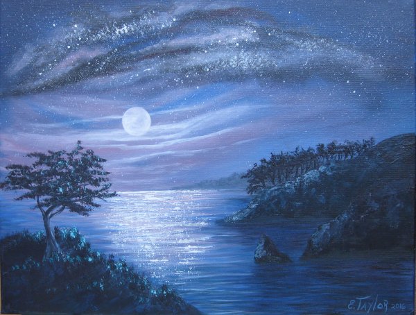 Oil Painting Sky Moon