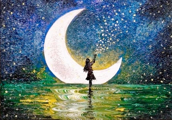 Правополушарное рисование Лунная ночь