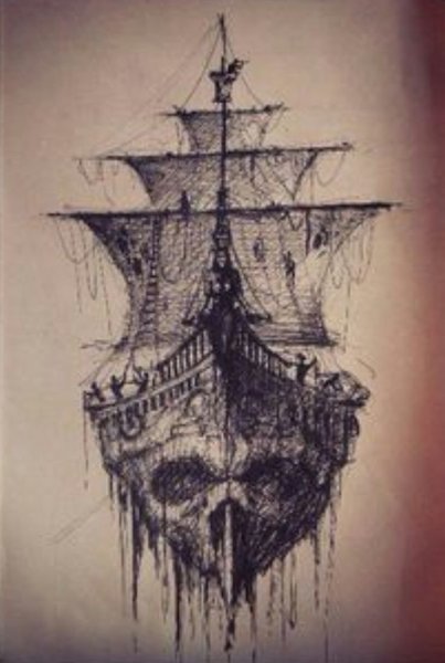 Тату корабль Летучий голландец