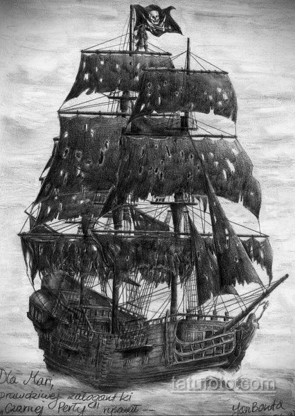 Корабль Летучий голландец и черная Жемчужина