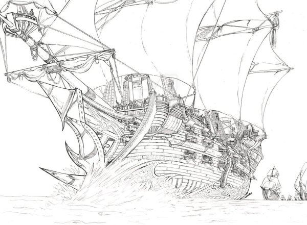 Пираты Карибского моря корабли черная Жемчужина раскраска