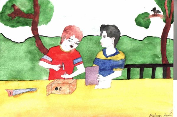 Детский рисунок с драматическим сюжетом