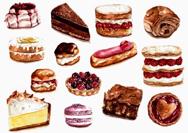 Сладости акварель