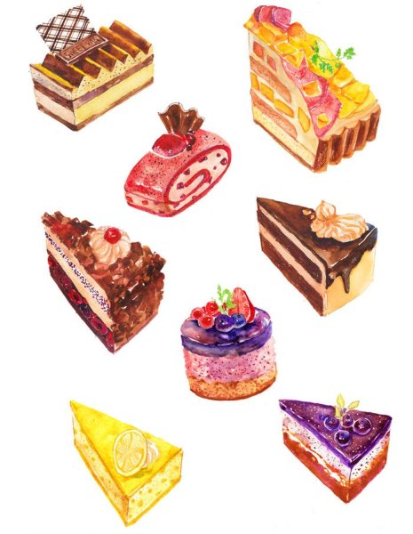 Кондитерские изделия на прозрачном фоне