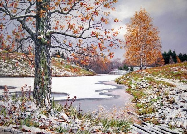 Ноябрь первый снег живопись