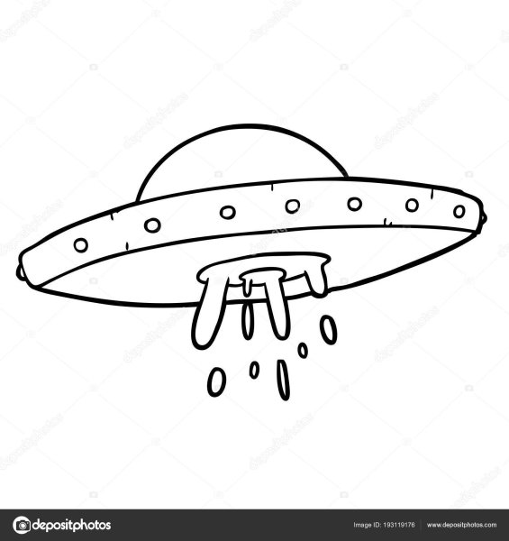 Летающая тарелка черно белая