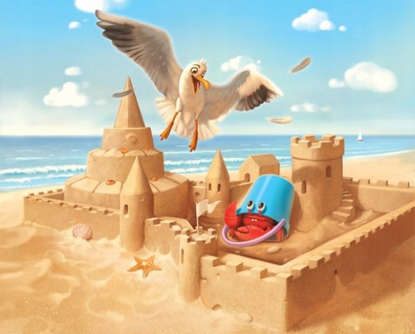 Детские замки на песке