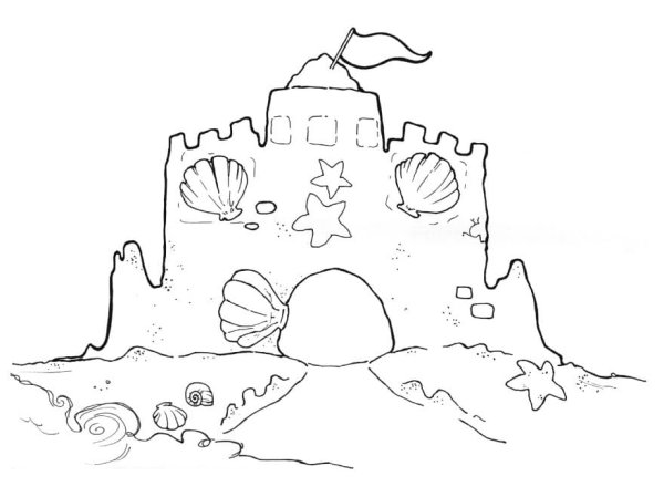 Песочный замок раскраска