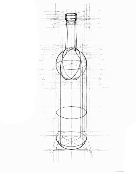 Построение бутылки карандашом