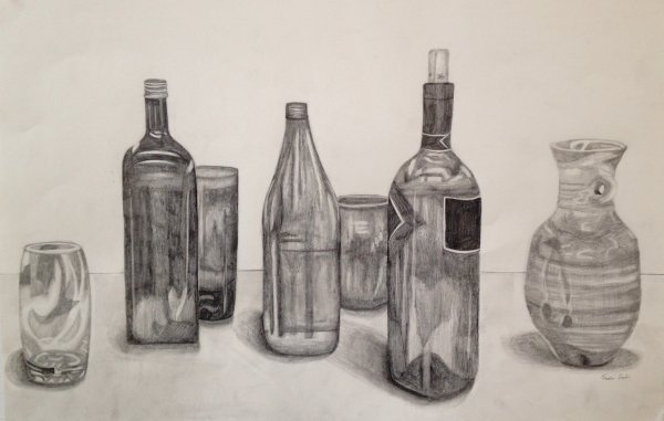 Бутылка карандашом