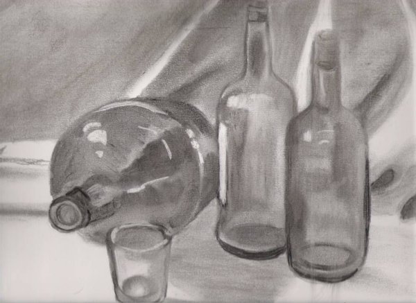 Стеклянные предметы карандашом