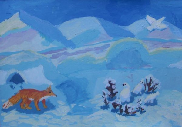 Тундра рисунок карандашом