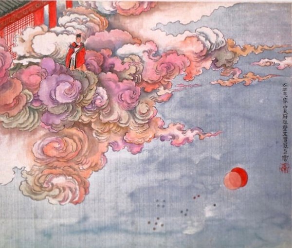 Японская живопись облака