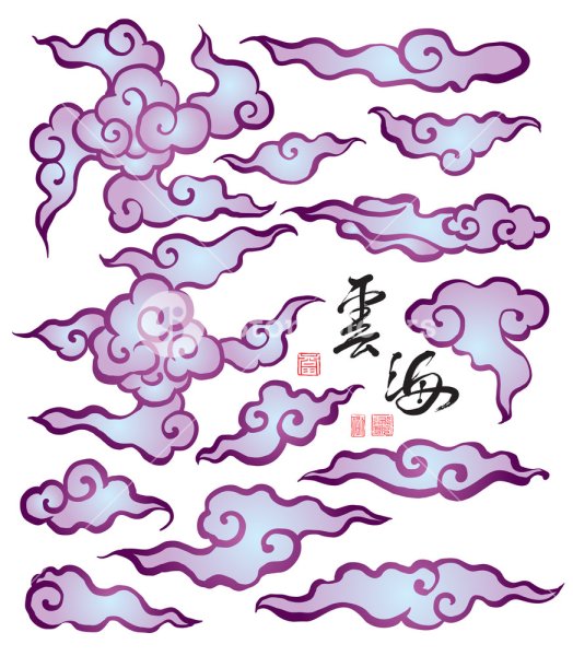 Облака в японском стиле эскиз