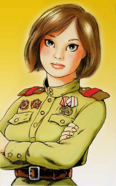 Девушка в военной форме арт