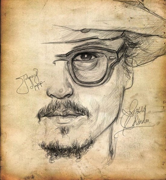 Скетч портрет Джонни Депп