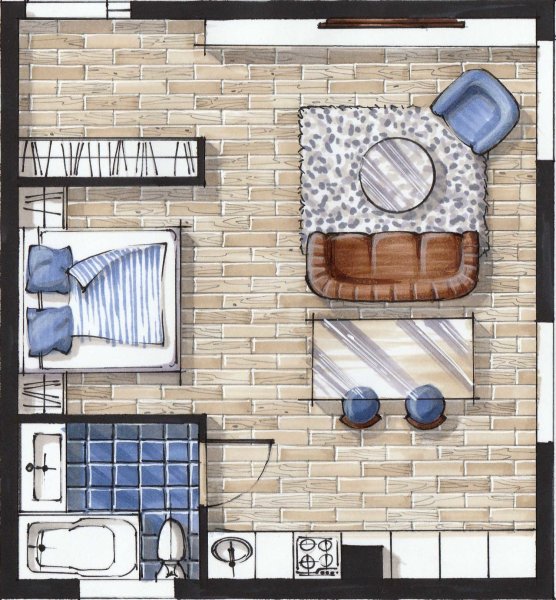 Интерьер квартиры вид сверху