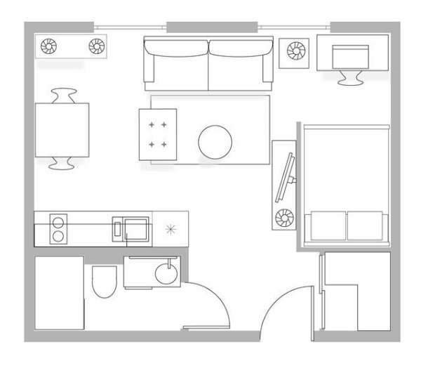 План квартиры сверху лёгкий