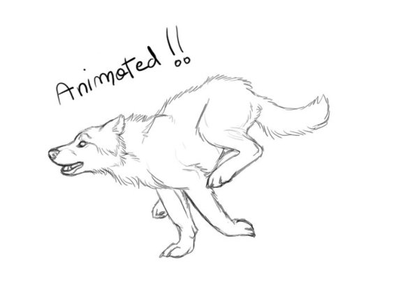 Рисование бег волка