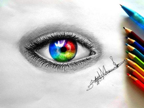 Радужный глаз нарисовать