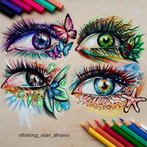 Радужные глаза рисунок