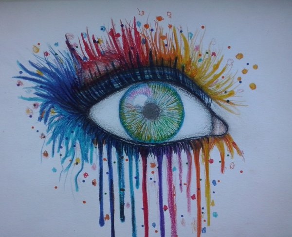 Радужка цветными карандашами