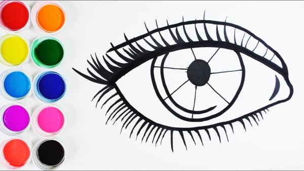 Радужный рисунок фломастерами глазик