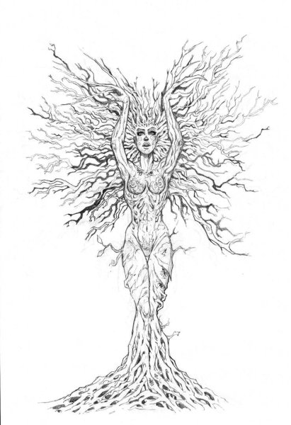 Девушка дерево эскиз