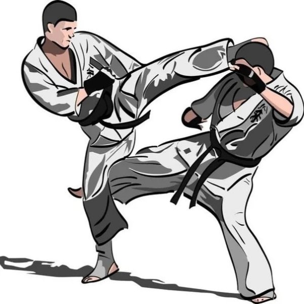 Рукопашный бой на белом фоне